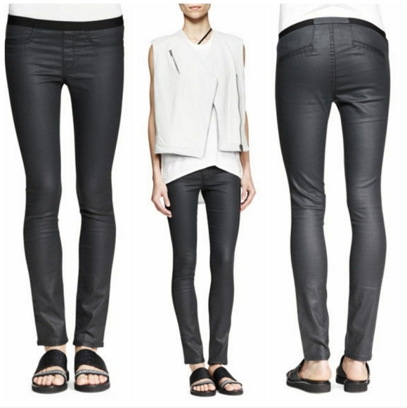 Helmut Lang Coated Sheen Pull on Skinny Pants - Picture 2 of 15